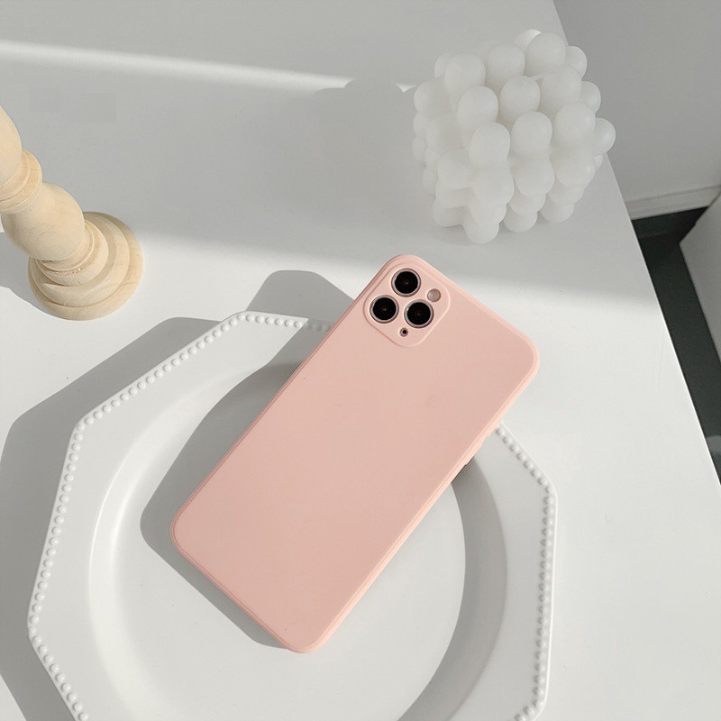 Ốp điện thoại bằng silicon màu trơn đơn giản bảo vệ camera cho iPhone 11/11Pro 11Pro Max X XR XS XS MAX 7 8 Plus