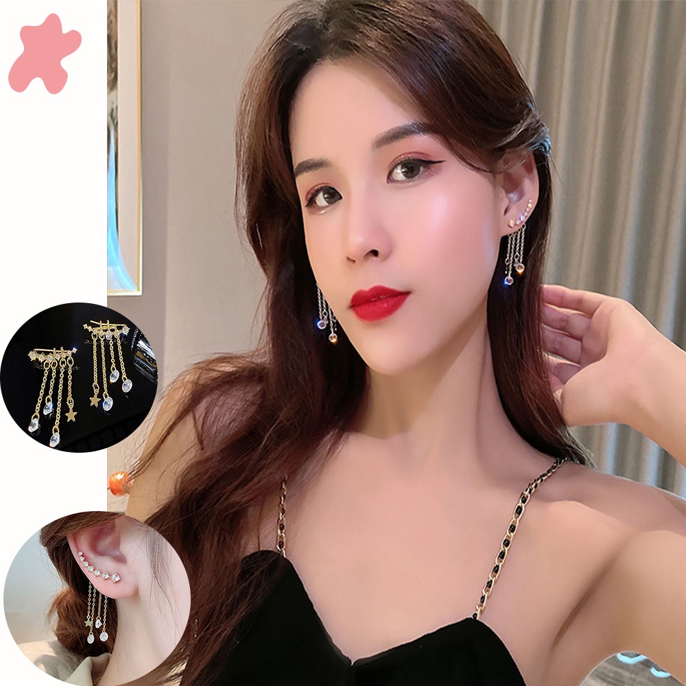 ★★★1 Đôi Bông Tai Tua Rua Hình Ngôi Sao Thời Trang Hàn Quốc