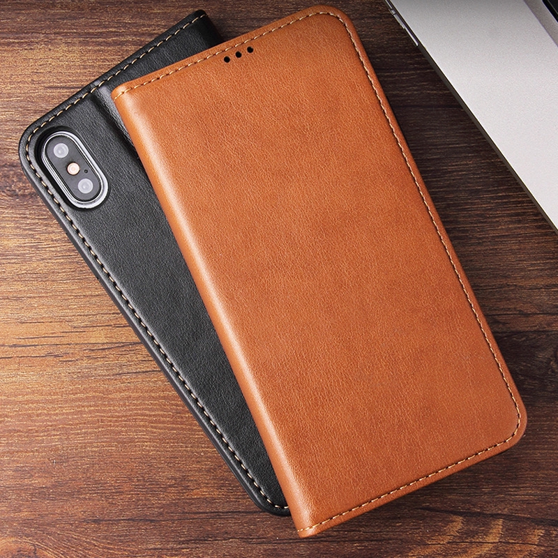 Ốp điện thoại da thật nắp gập nam châm có ngăn đựng thẻ tiện dụng hợp thời trang cho Iphone X | BigBuy360 - bigbuy360.vn