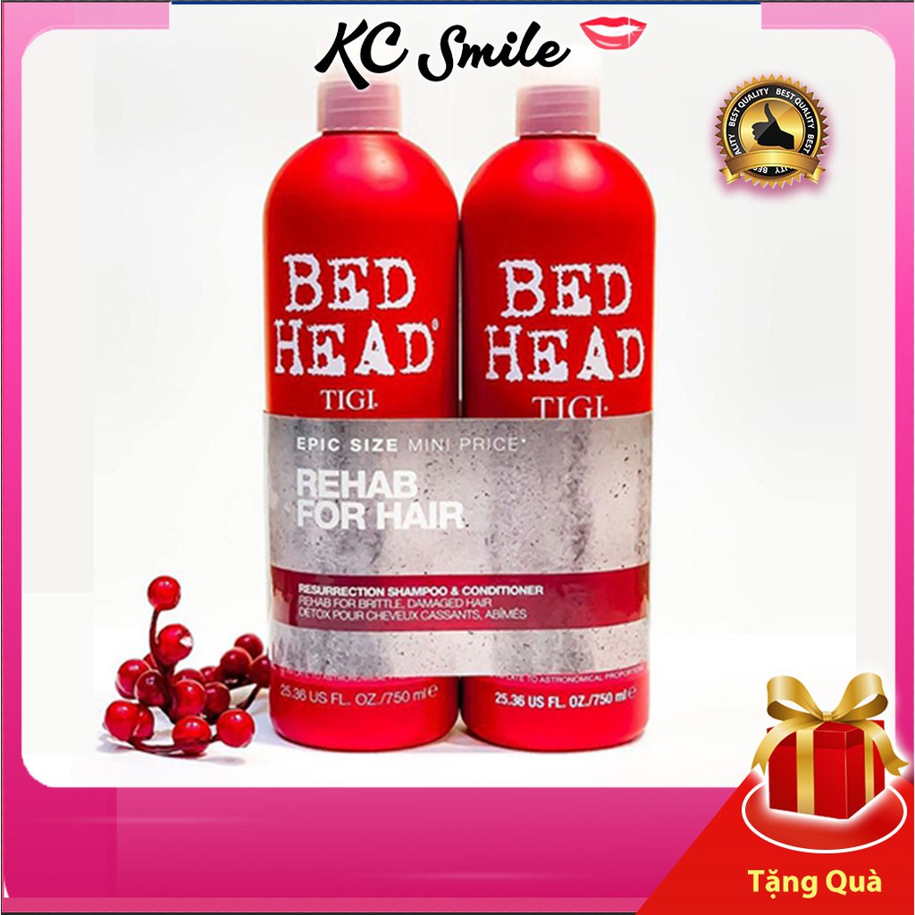 Bộ dầu Gội và Xả Tigi Bed Head chính hãng từ Anh 750ml - Phục hồi tóc hư tổn, làm bóng khỏe và mượt tóc