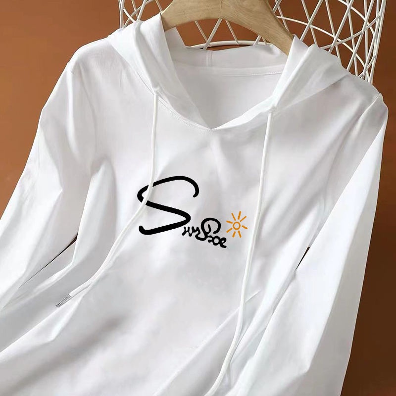 Áo thun nữ tay dài có nón chất liệu cotton thời trang Hàn Quốc