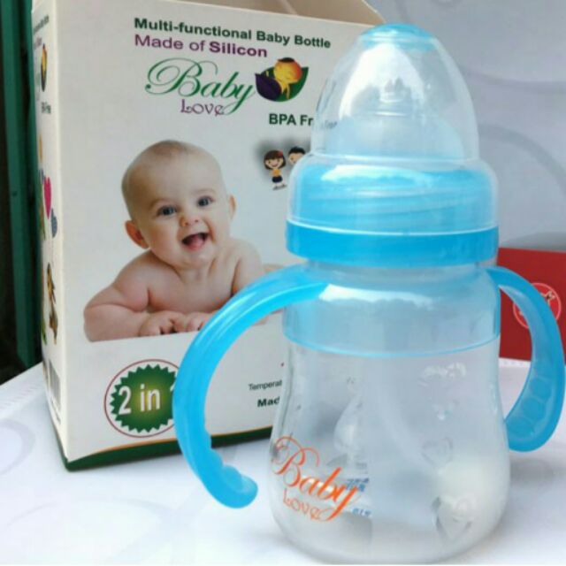 Bình sữa Baby Love 2 in 1 thể tích 150ml có tay cầm tiện lợi cho bé