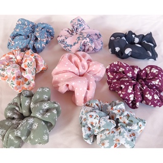 Dây buộc tóc Scrunchies họa tiết hoa nhí Vintage siêu xinh