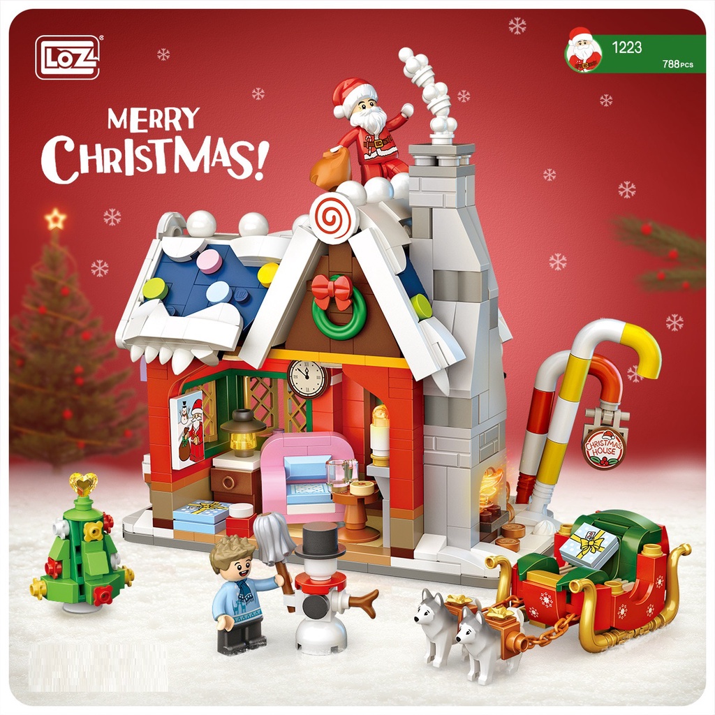 Bộ mô hình lắp ráp LOZ khối xây dựng đồ chơi mô hình nhà Giáng sinh Christmas house