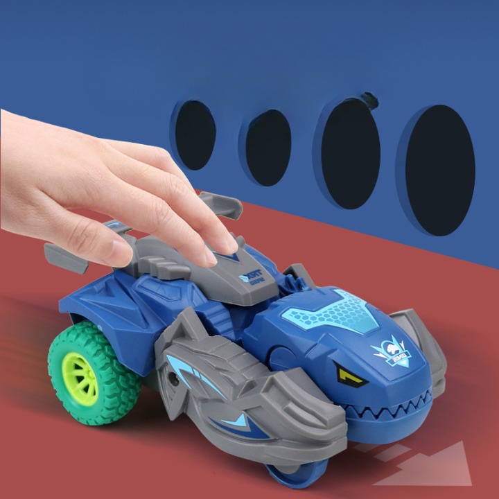 Ô tô Khủng long biến hình đồ chơi quán tính, bánh đà cho bé