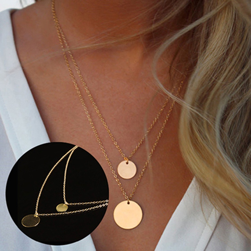 Dây chuyền 2 sợi mạ vàng hình tròn xinh xắn