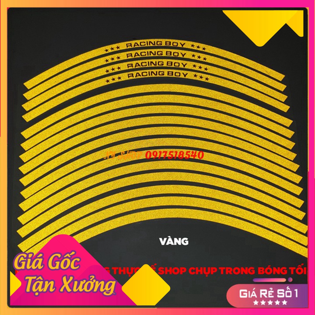 DECAL RACING PHẢN QUANG DÁN VÀNH RCB (TEM CHỈ VÀNH 1 BỘ ĐỦ DÁN 2 BÁNH)  (Ảnh Sp thật)