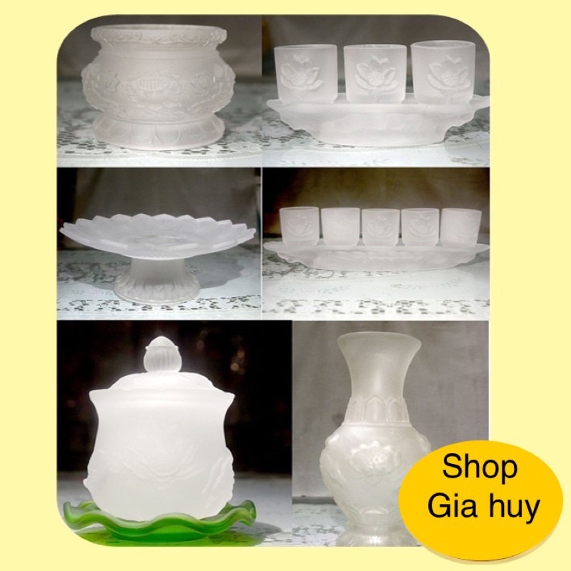 Dĩa Trái Cây Thờ Cúng Lưu Ly Trắng Cao Cấp Nhiều Cở