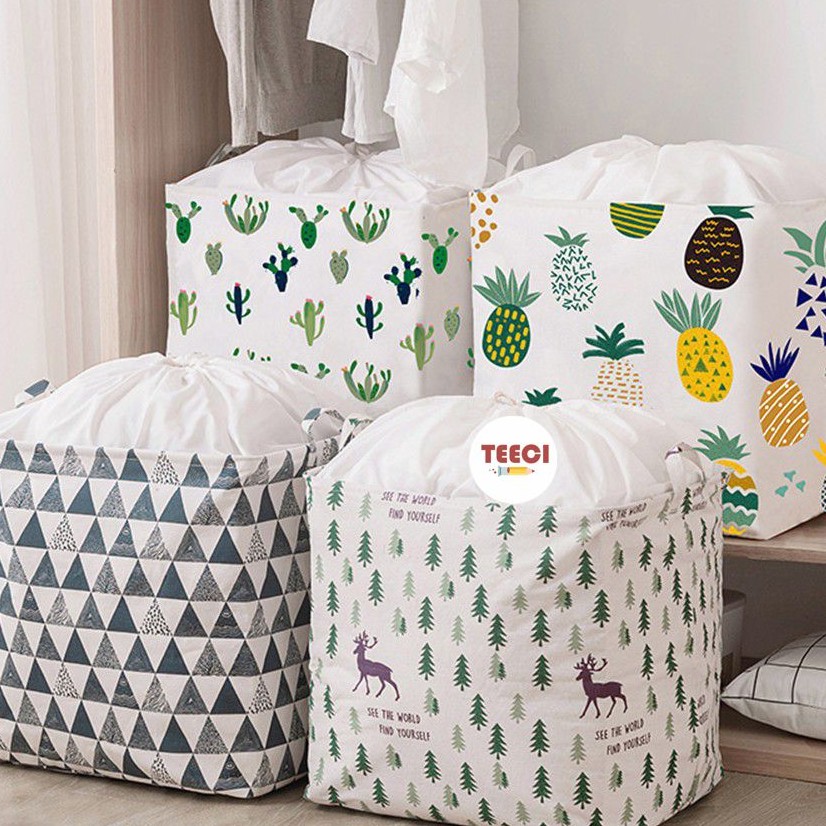 &lt;Video Review&gt; Túi Đựng Quần Áo Chăn Màn Cỡ Lớn 100L Sọt Giỏ Vải Đựng Đồ Đa Năng Gấp Gọn Chống Thấm Nước U075