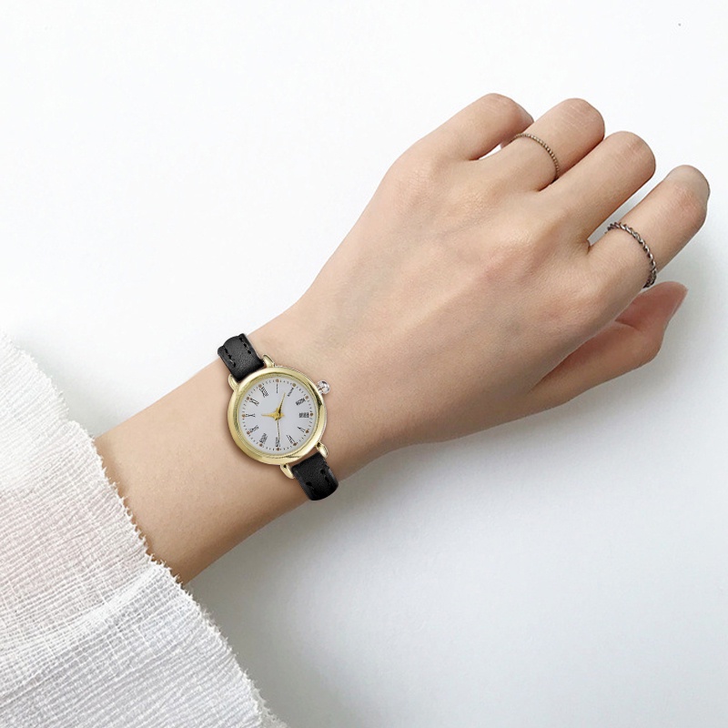 Đồng hồ Quartz nữ dây da mặt tròn thời trang
