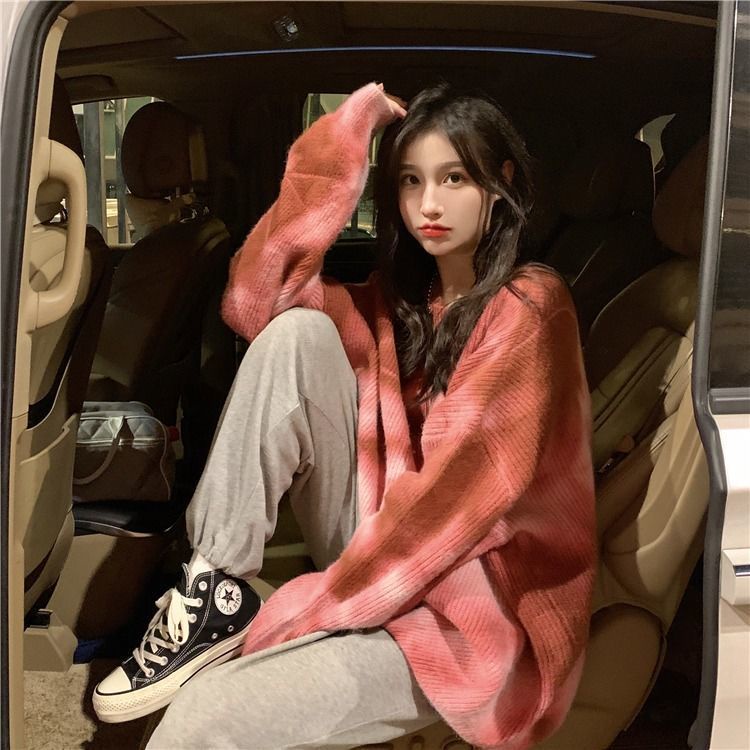 COZOK Áo sweater Tay Dài Nhuộm Màu Thời Trang Cho Nữ