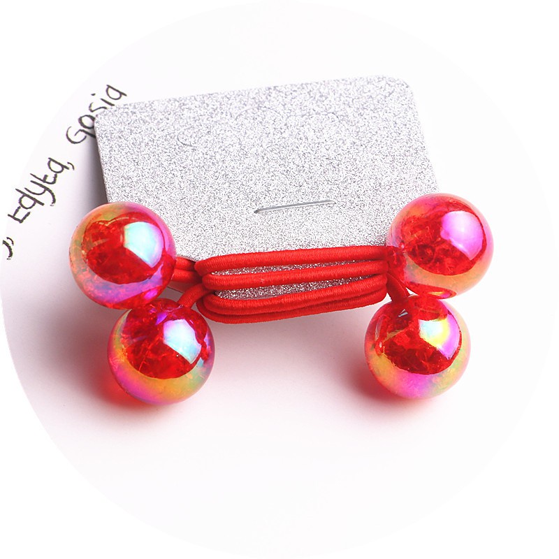 Set 2 Dây Cột Tóc Co Giãn Đính Hạt Nhiều Màu Sắc Cho Bé Gái