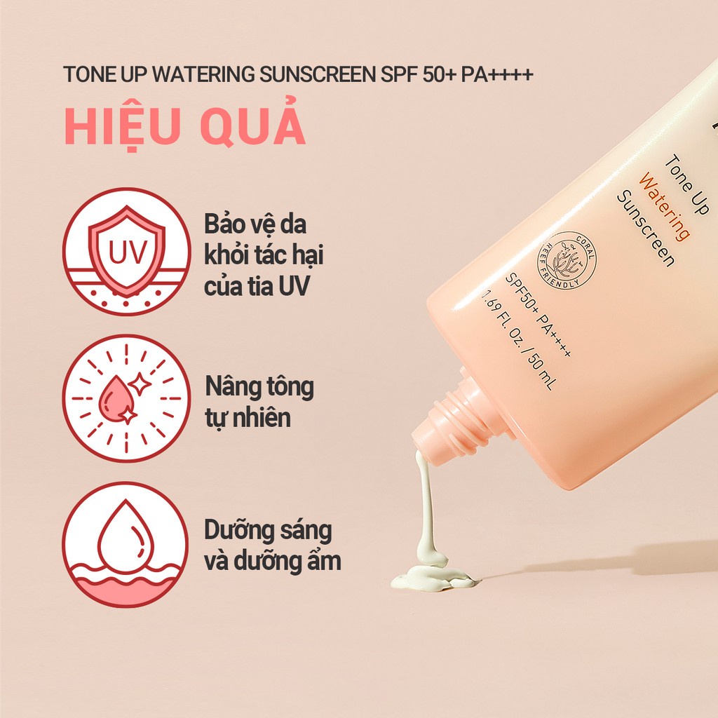 Kem chống nắng nâng tông innisfree Tone Up Watering Sunscreen SPF 50+ PA++++ 50ml