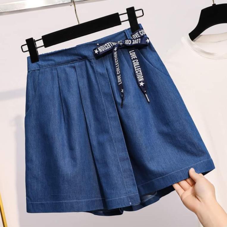 Quần giả váy bigsize denim QSBS001 - Quần short đùi bigsize cho người béo mập 55-100KG - Đi chơi, đi tiệc hay dạo phố  ྃ