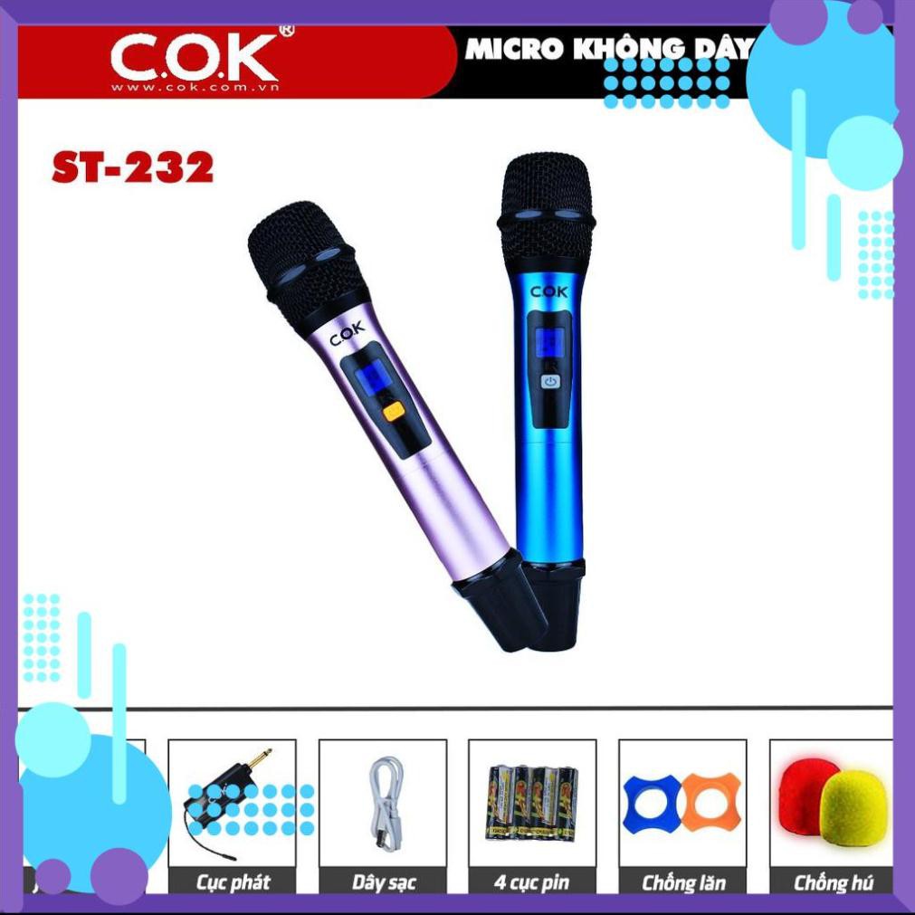 Micro không dây karaoke COK ST-232 - Chính hãng - Bảo hành 12 tháng cho loa kéo hoặc amply LH: 0933412988