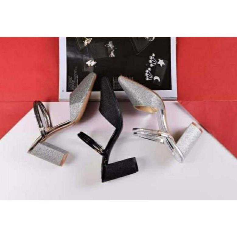 giày cao gót bít mũi size lớn 40 đến 43 đế vuông 7 cm big size ngoại cỡ Pr0