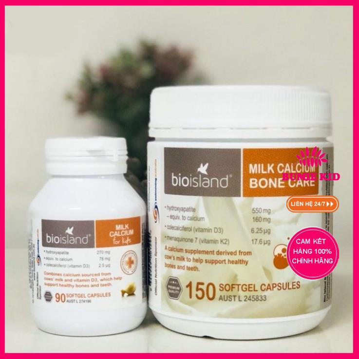 Canxi Bone Care Bioisland 150v viên uống Canxi sữa cho người lớn, Canxi hữu cơ - Úc Bumie Kid shop