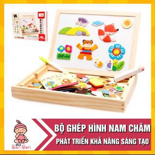 Bảng ghép tranh gỗ nam châm 2 mặt nhiều chi tiết cho bé