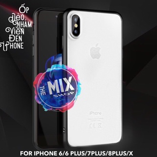 Ốp lưng nhám viền Đen cho iPhone (ốp nhám viền màu, themixshop)