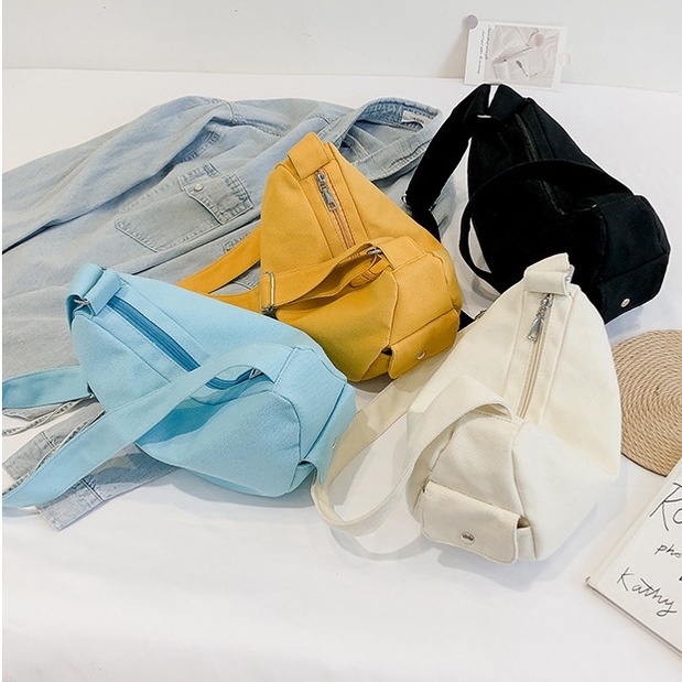 Túi tote đeo chéo nữ, túi đeo vai vải canvas đi học, đi chơi thời trang Hàn Quốc