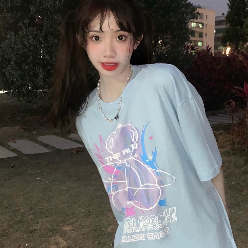 NRVP Áo Thun Nữ Cổ Tròn Ngắn Tay Thời Trang Mùa Hè Phong Cách Hàn Quốc 2022