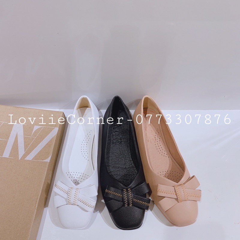 LOVIIECORNER - GIÀY BÚP BÊ NỮ  ĐẾ BỆT NƠ XINH MŨI TRÒN - GIÀY BÚP BÊ NỮ DA MỀM NƠ XINH - TRẮNG KEM ĐEN - B210307 | BigBuy360 - bigbuy360.vn