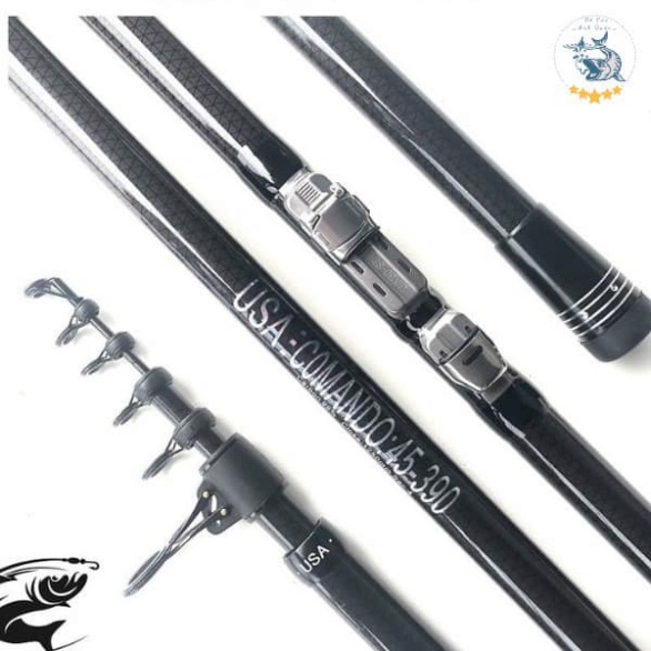Cần Câu Lục Xa Bờ Comando USA 4m25 và 4m5 AXT Siêu Cứng Giá Tốt, Đánh Xa Đến 60m, Bền Đẹp