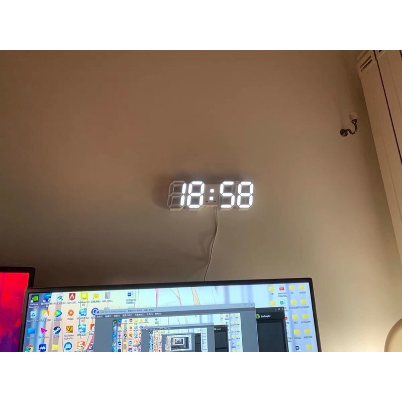 Đồng hồ Led 3D treo tường, để bàn đa chức năng