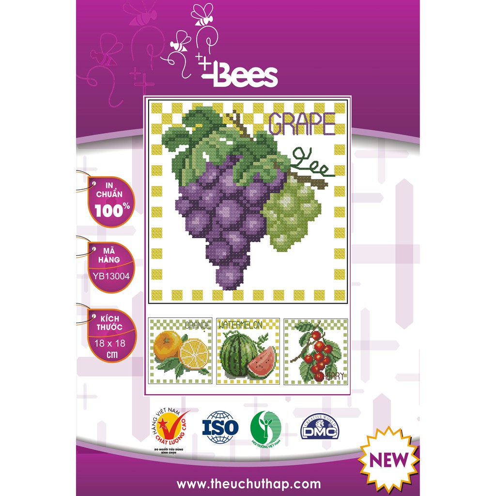 Mẫu thêu chữ thập củ quả nhỏ xinh