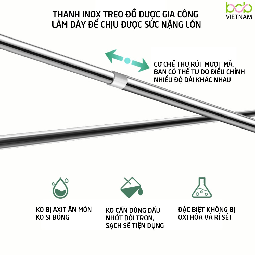 THANH INOX TREO RÈM, TREO QUẦN ÁO