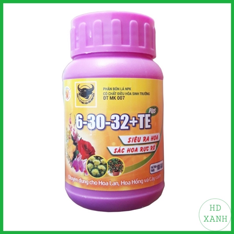 Phân bón Đầu Trâu 6-30-32 TE Plus 100gram kích thích Siêu ra hoa