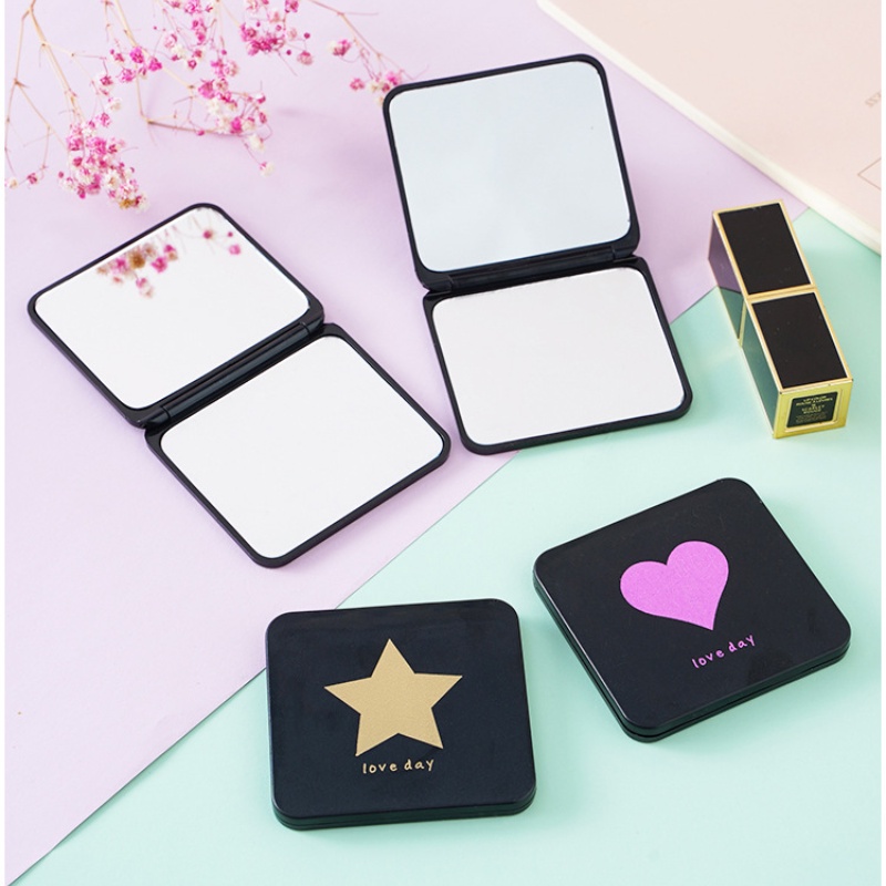 [Hàng mới về] Gương trang điểm nhỏ gọn thiết kế cầm tay hai mặt có thể gấp lại được dễ mang theo