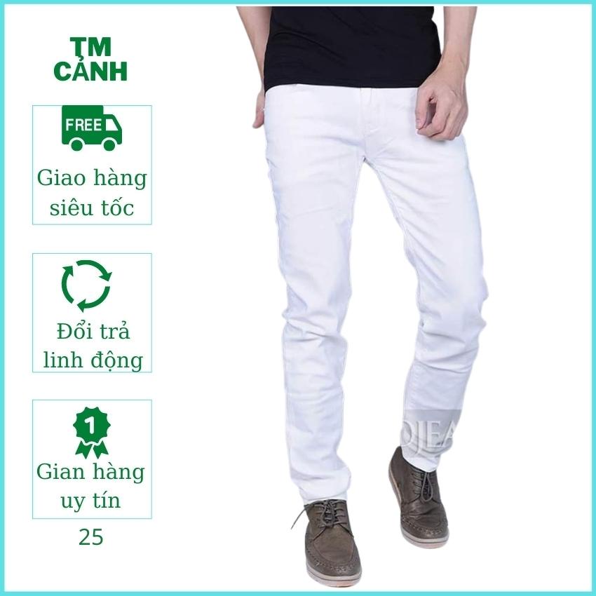 Quần jean nam cao cấp trắng trơn 25 tcs
