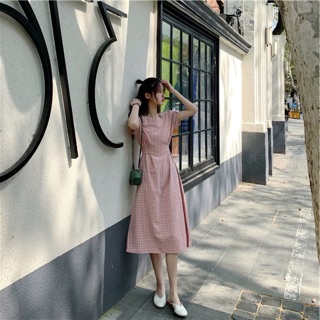 Đầm midi caro