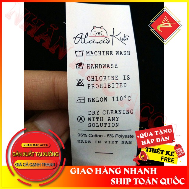 100 cái Tag  MÁC HƯỚNG DẪN SỬ DỤNG _ IN VẢI GIẤY DAI, MỀM MỊN _ TEM MÁC CHO QUẦN ÁO
