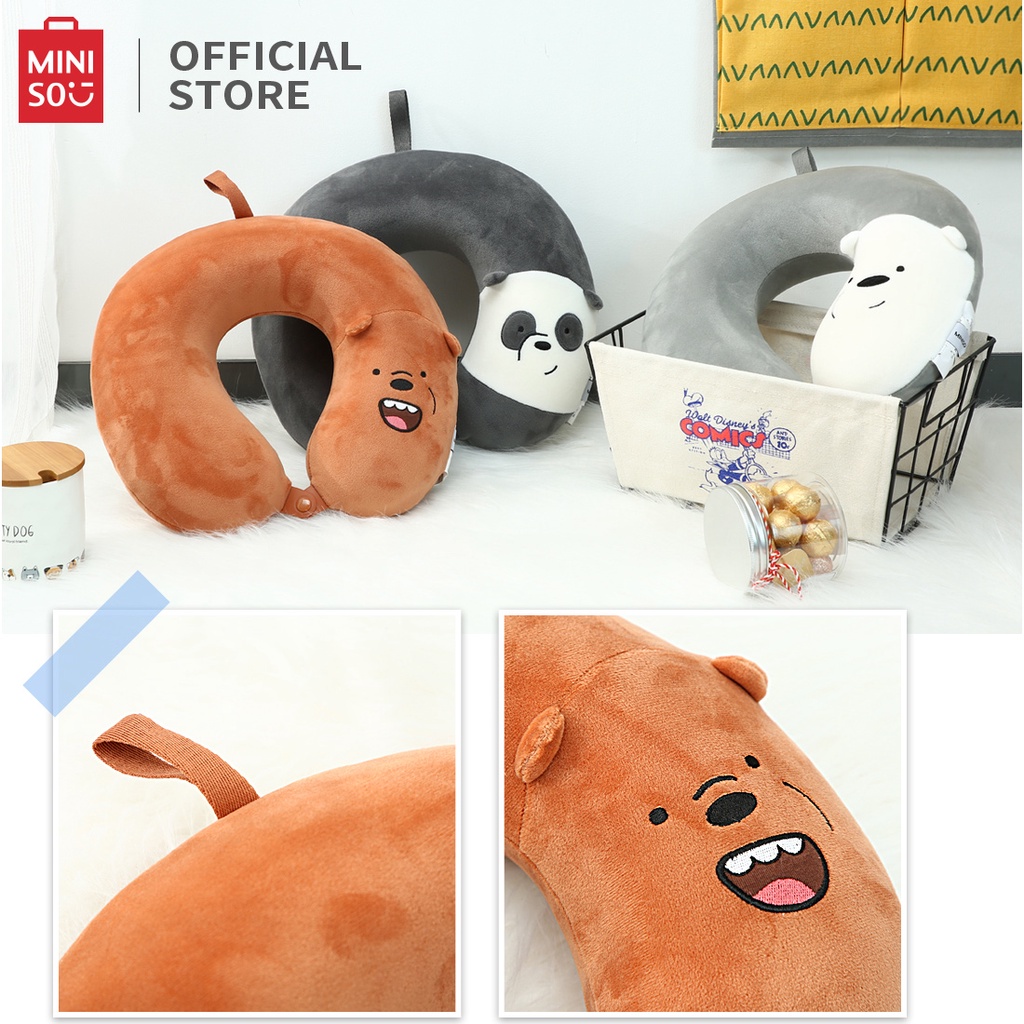 Gối chữ U Miniso Bare Bears (Nâu)