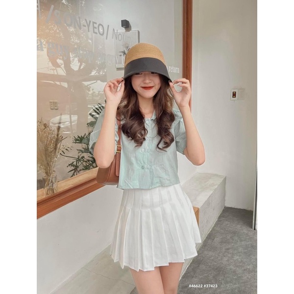 [RÁCH STORE] Áo Kiểu-878-cổ thuỷ thủ-nút đôi-viền ren