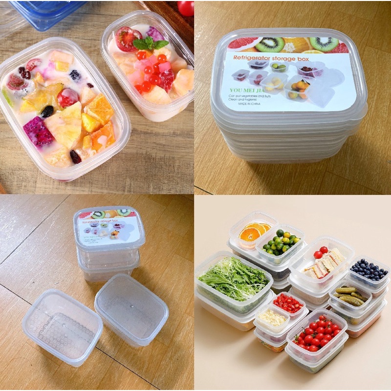 Set 4 hộp nhựa bảo quản thực phẩm có nắp (5x11cm)