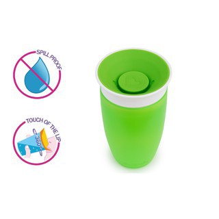 Cốc Tập Uống Munchkin 360 Độ Size Lớn, Cốc Tập Uống Chống Đổ Có Nắp màu Xanh lá (Nhựa PP và nhựa mềm an toàn cho bé)