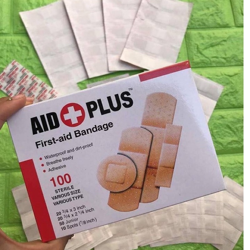 Hộp 100 băng gạc y tế tiệt trùng AID FIRST