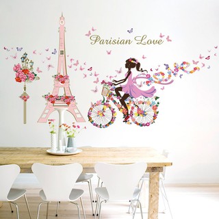 Decal Dán Tường Cô Gái Paris Tím