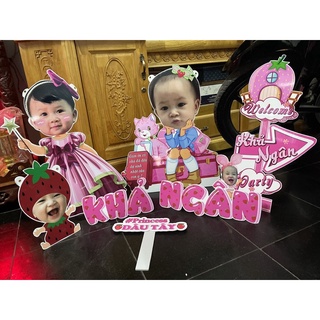 Combo 2 hình chibi và cây welcome có hình bé