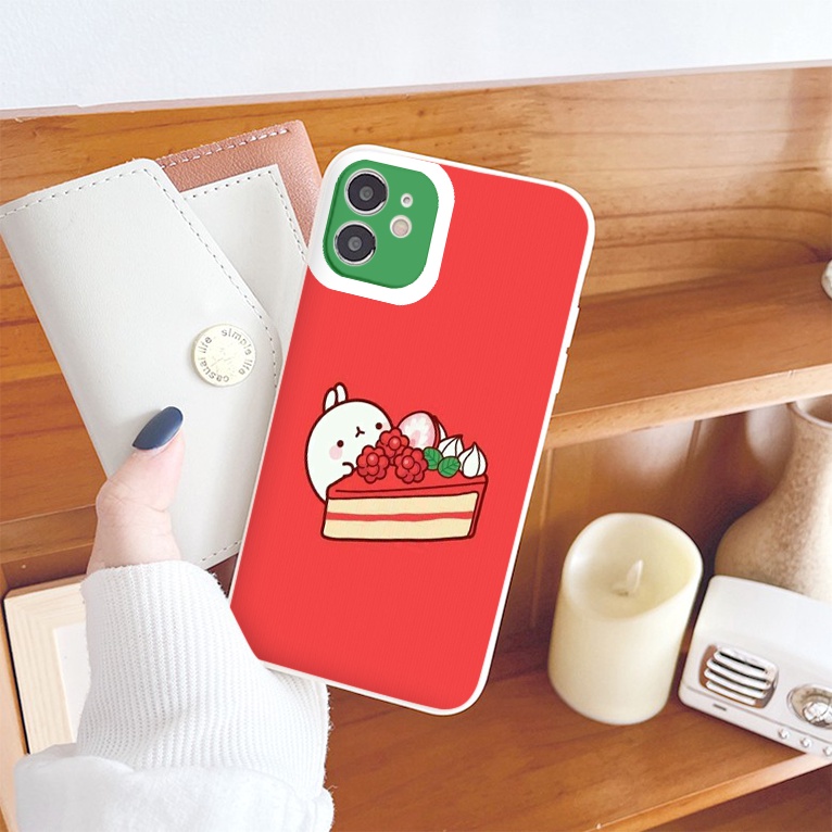 Ốp Iphone vuông cạnh họa tiết thỏ trắng nền đỏ so cool cho iphone 13 13pro 13Promax 12 6 6S 7 8 7Plus 8Plus IX XR XSMAX