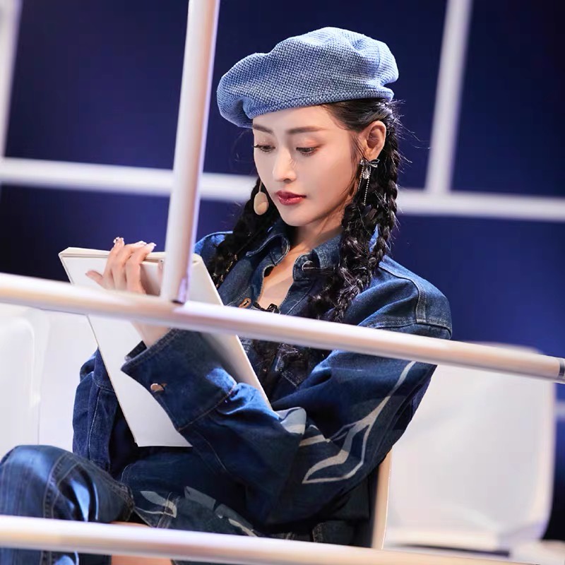Mũ beret denim Mg STUDIO màu xanh dương