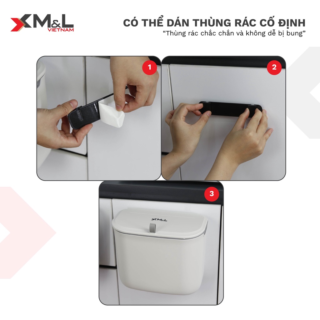 [Mã BMBAU50 giảm 10% đơn 99k] Thùng rác treo tủ bếp có nắp đậy thông minh 9 lít - M&amp;L 546 - cao cấp, sang trọng