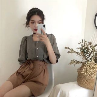 [ Ord ] Áo cổ vuông ullzang + quần