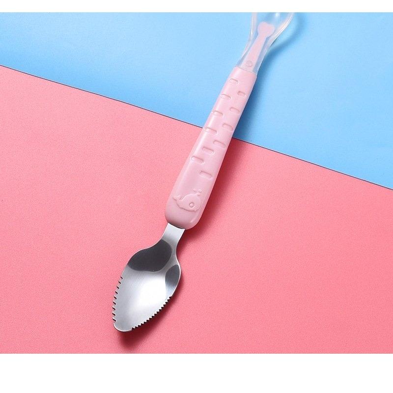 Thìa hoa quả 2 đầu cho bé ăn dặm kết hợp thìa ăn dặm sillicon TUTI MOMMY