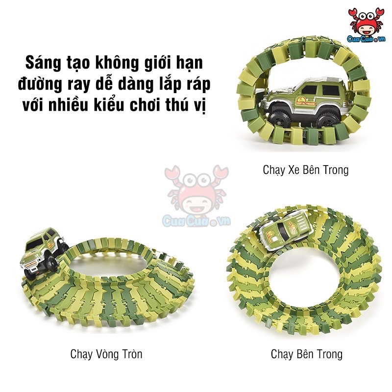 Bộ Đồ Chơi Lắp Ráp Đường Đua Khủng Long, Kèm Xe Địa Hình Chạy Trên Đường Ray Cỡ Lớn Cho Bé Sáng Tạo Gồm Có 240 Chi Tiết