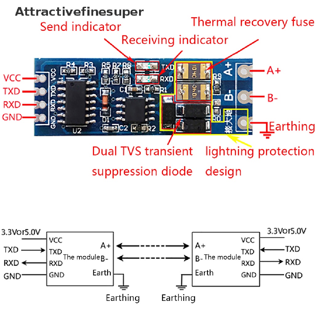 Mô-đun Chuyển Đổi Cổng UART Sang Cổng RS485 RS485 Sang TTL