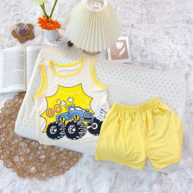 Bộ ba lỗ bé trai bé gái Minky Mom thun lạnh loại 1